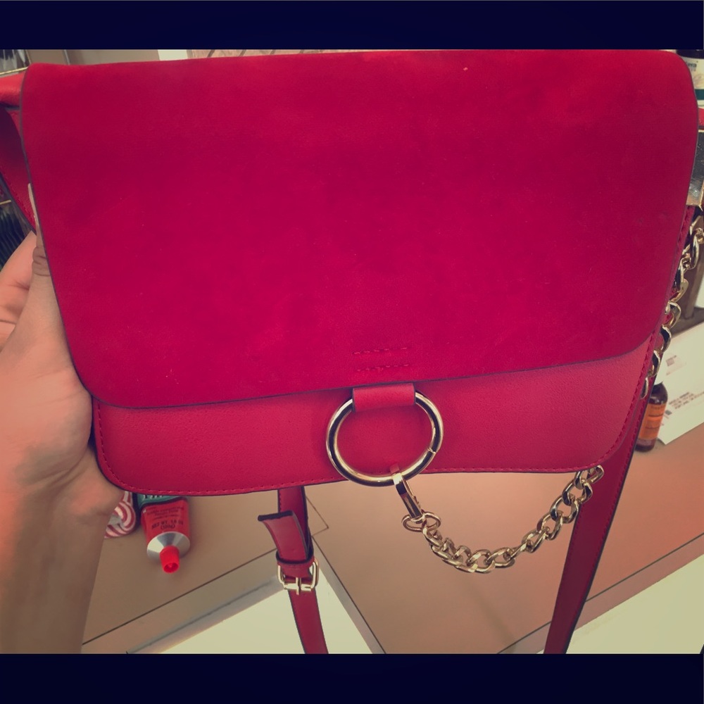 Red gorgeous suede & leather bag